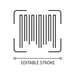 Barcode pixel perfect linear icon. Universal product code, quality control item. Thin line customizable illustration. Contour symbol. Vector isolated outline drawing. Editable stroke