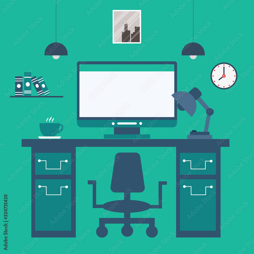 Aufkleber modern designer workspace with desktop computer