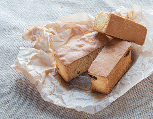 corn cookies on craft paper with a cardboard label