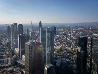 Obraz premium Aerial panorama cityscape of Frankfurt am Main, Germany.