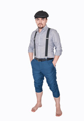 Naklejka premium Handsome young man in retro style with cap isolated