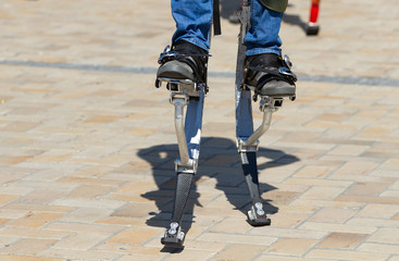 Jumping stilts in the city