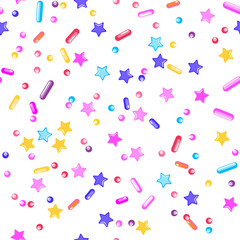 Sprinkle Cupcake Donut Topping. Seamless Pattern 