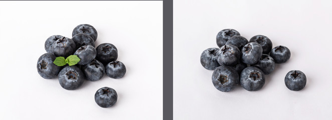 blueberries with mint isolated on a white background