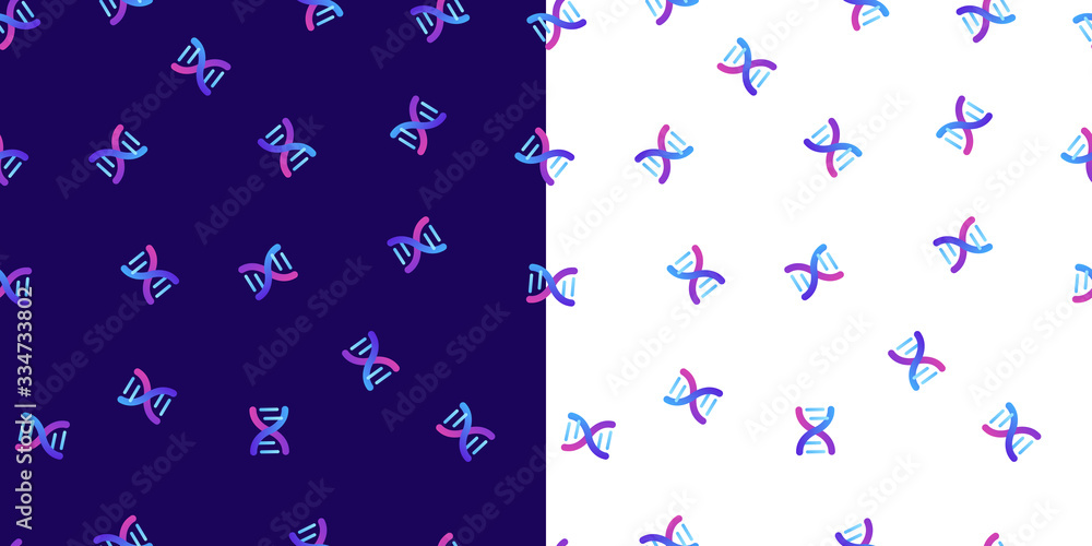 Poster genetic abstract concept. vector color flat illustration. set of seamless pattern of blue gradient d