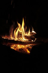 fire in fireplace