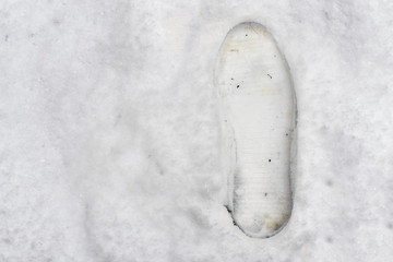 Footprints in fresh snow background