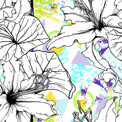 Fototapeta premium Floral Geometric Print Tropical Jungle Leaf Brush