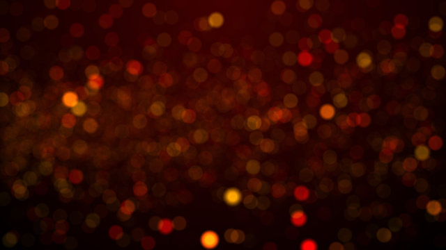 Abstract Luxury Red And Yellow Blur Circle Bokeh Glowing Light On Red Night Background