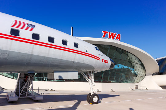 TWA Trans World Airlines Lockheed L1649A Starliner airplane New York JFK airport