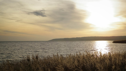 Beautiful view of sunrise over Vistula Lagoon.