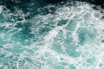 Blue frothy surface of sea