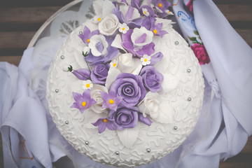 wedding beautiful cake top view nice color