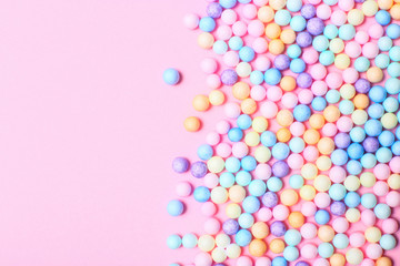 Colorful foam balls of pastel colors. Holiday colors. Design elements. Holiday, birthday concept.