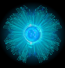 Blue eye cyber circuit future technology concept background