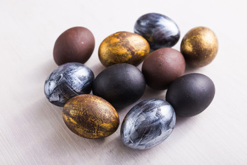 Holidays, design and modern easter concept - Black and brown easter eggs style minimalism