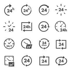 24 hours icon set, twenty-four hours a day working decor