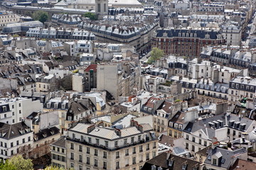 Fototapeta na wymiar Aerial View on Paris with old roof and streets