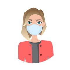 Women wearing medical mask to prevent disease, flu, air pollution, contaminated air, world pollution.
