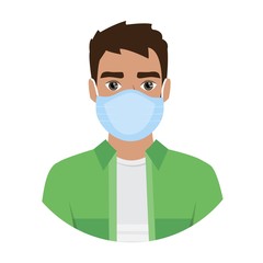 Men wearing medical mask to prevent disease, flu, air pollution, contaminated air, world pollution.