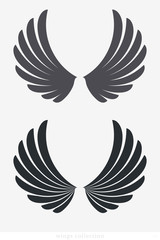 Wings Vector Collection. Simple Wing Silhouette for Heraldry, Tattoo, Logo