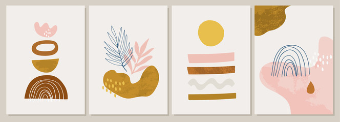 Collection of contemporary art posters. Terracotta Art Print Set. Trendy summer vector illustration in Burnt orange, dusty pink. Perfect for posters, instagram posts, social media.