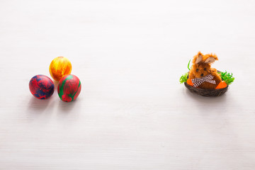 Holidays, traditions and Easter concept - Multi-colored decorative colourful eggs.