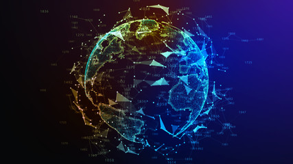 Earth Globe. Background with Light Effect. Global International Connectivity Background. 3D illustration.