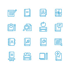 Set of book thin line icons