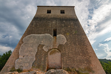 a medieval watchtower in the Gargano in Italy.