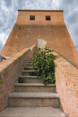 a medieval watchtower in the Gargano in Italy.