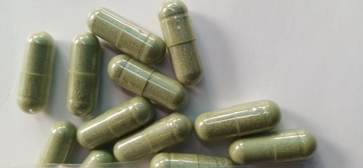 pills on white background