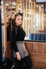 The girl in the cafe, a student or a Manager, meeting with friends in cafes, coffee, and coffee break