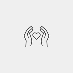 Fototapeta premium Heart in palms flat vector icon. Human flat vector icon