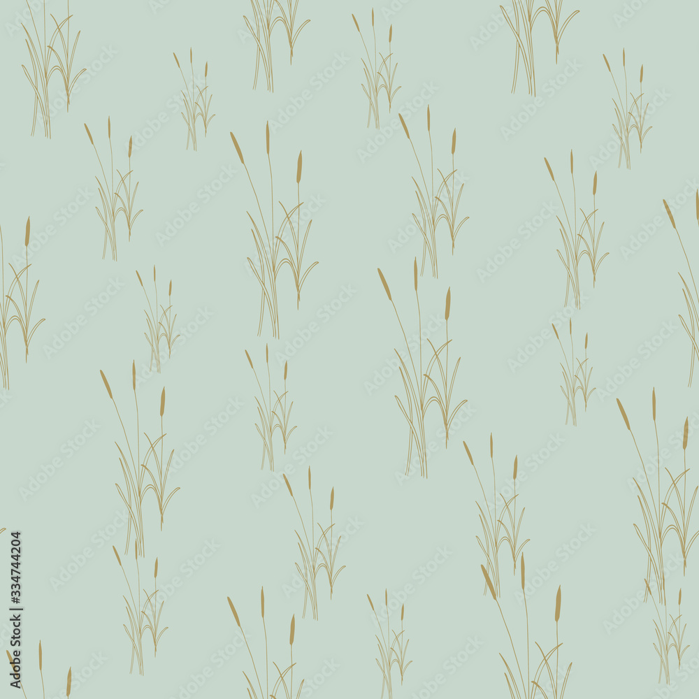 Poster golden wild flower repeat pattern line art print background
