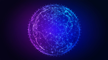 Global world network and telecommunication on earth. Elements of this image furnished by NASA - 3d illustration.