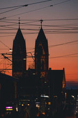 Naklejka premium church at sunset