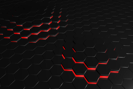 Czarno czerwone tło technologiczne-3d rendering