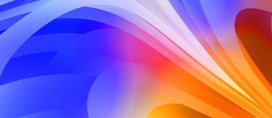 Abstract background with colorful gradient. Vibrant graphic wallpaper with stripes design. Fluid 2D illustration of modern movement.