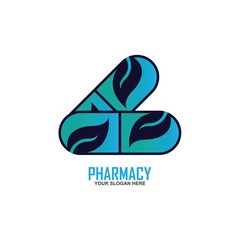 Capsule pharmacy medical logo template
