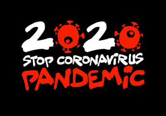 Sign caution coronavirus. Stop coronavirus. Pandemic medical concept with dangerous cells. Vector illustration