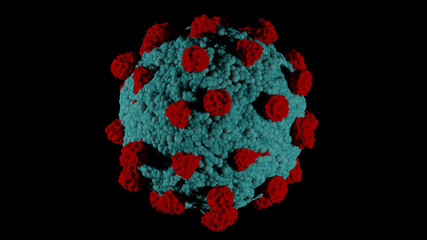 Covid virus simulation 3d rendering