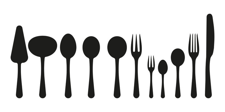 Cutlery icons set. On a white background. Flat style. Vector
