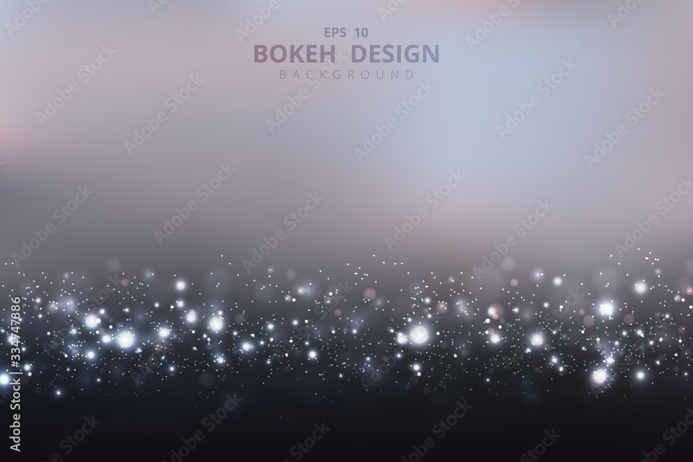 Poster abstract bokeh design of pure white glitters pattern artwork on summer background. illustration vect