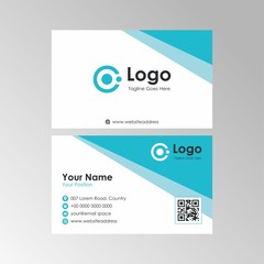 Simple clean turquoise white business card design, professional name card template vector