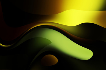 Fluid abstract background with colorful gradient. 2D illustration of modern movement.