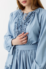 young girl in blue dress