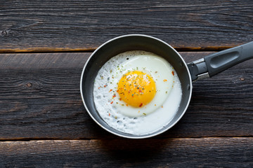 fried egg in a frying pan