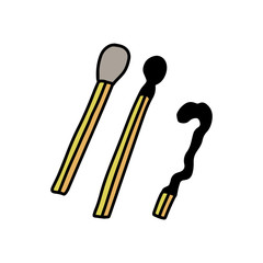 Safety match hand drawn vector illustration in cartoon comic style burn fire flame