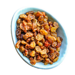 raisins, delicious dried grapes (fresh fruit vitamins) menu concept background. top view. copy space for text keto or paleo diet